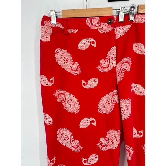 Women's Lands End Red Cropped Capri Pants Plus Size 24W Mid-Rise Paisley Boho - Picture 2 of 8
